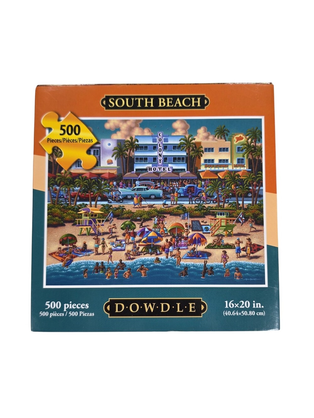 Dowdle South Beach Miami 500 Piece Puzzle Eric Dowdle Folk Art 16x20 USA